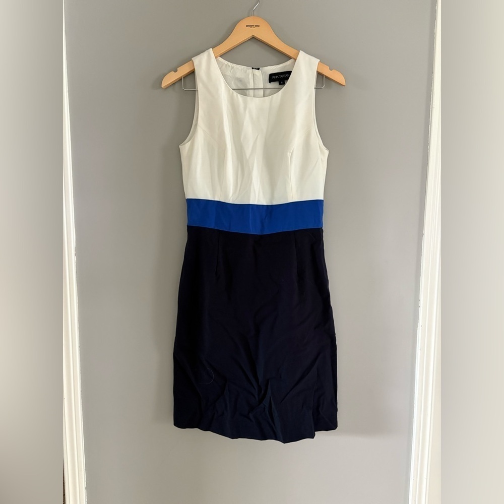 Pink Tartan White, Blue and Navy Sheath Knee length Dress size 6